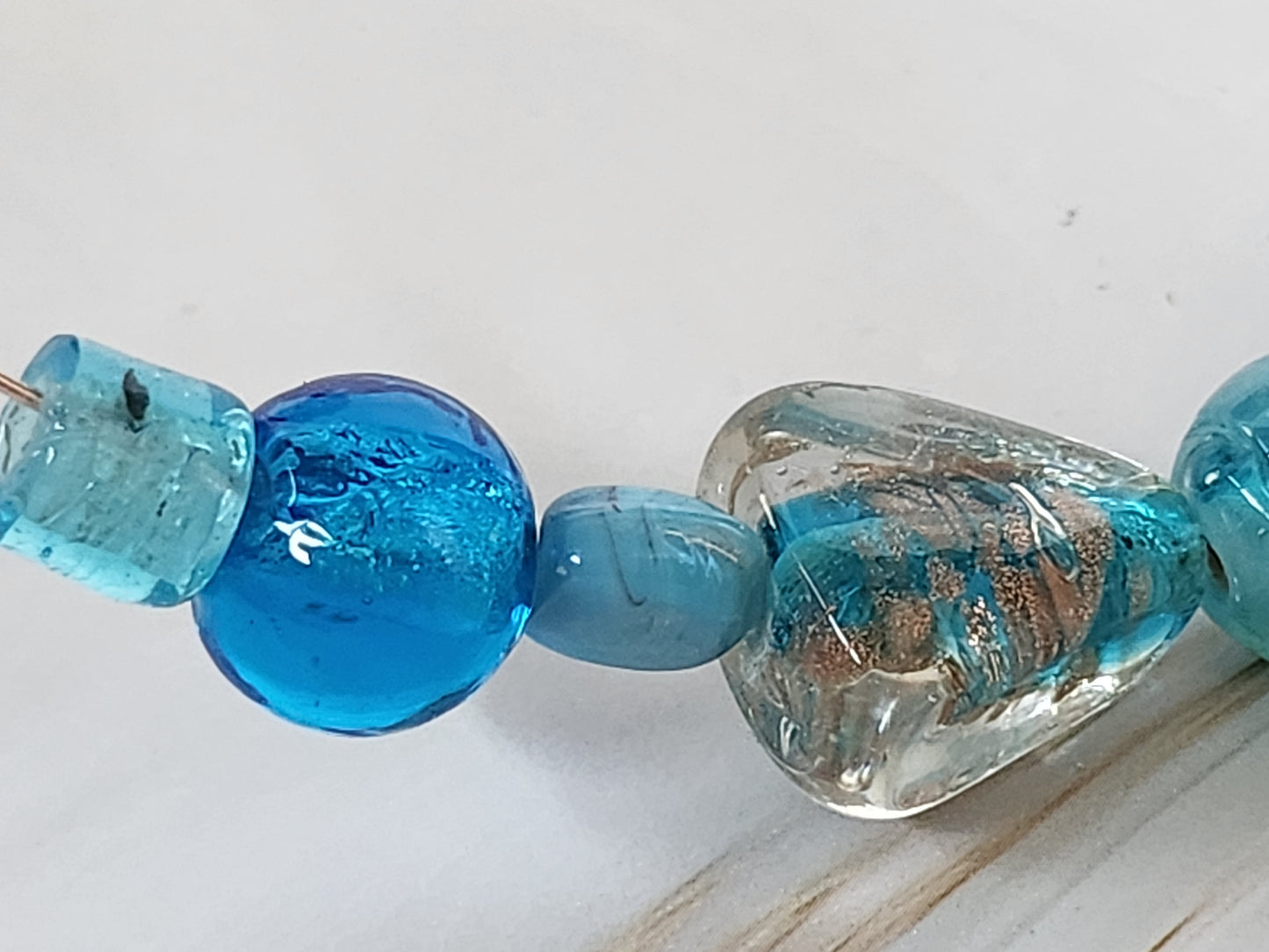 Aqua Beaded Torque Necklace