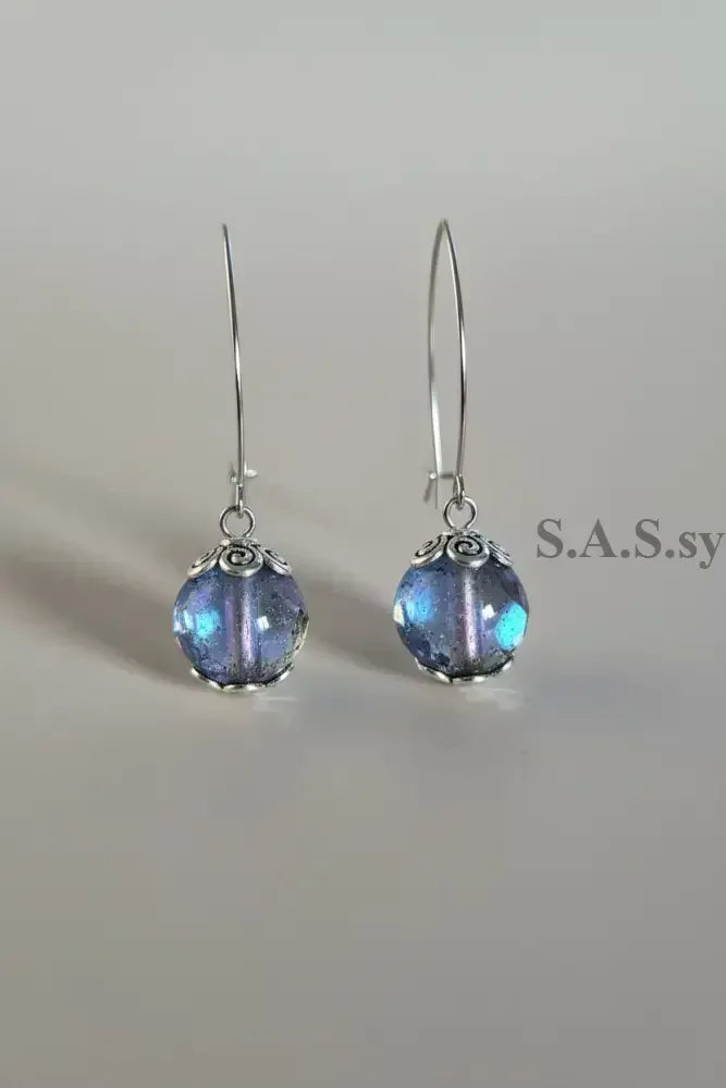 Black Dot Hoop Earrings - Handcrafted Glass Bead Statement Hoops - Sassy by Sharmin Aziz