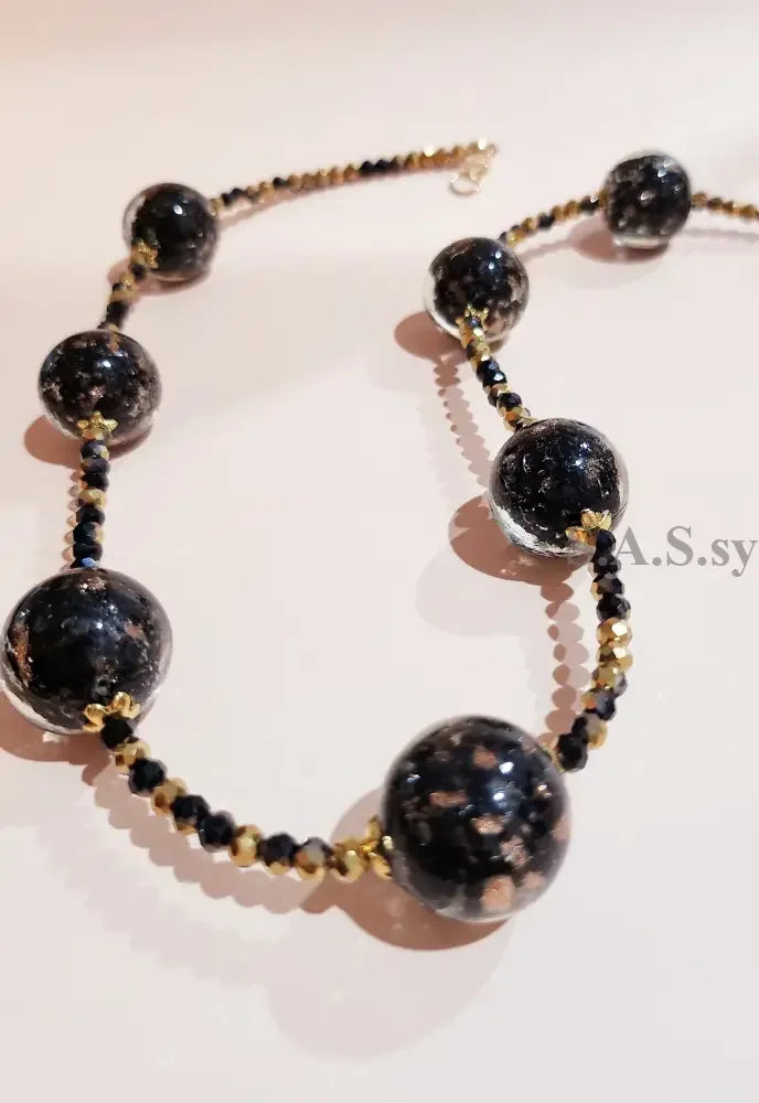 Black and Gold Necklace - Sassy by Sharmin Aziz