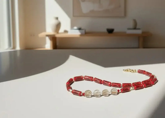 Deep Red Strand Necklace - Sassy by Sharmin Aziz