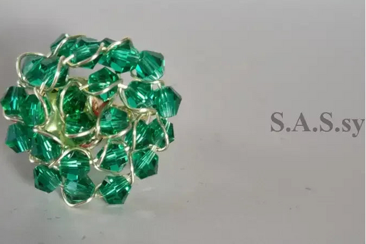 Green Crystal Wire Wrapped Cluster Ring - Sassy by Sharmin Aziz