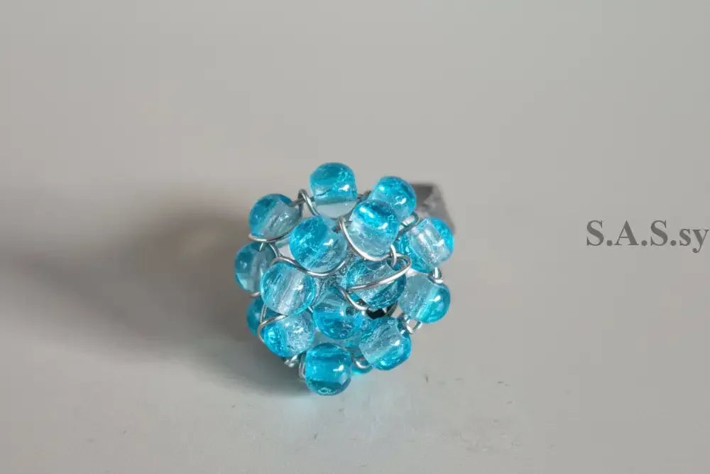 Aqua Wire Wrapped Cluster Ring - Sassy by Sharmin Aziz