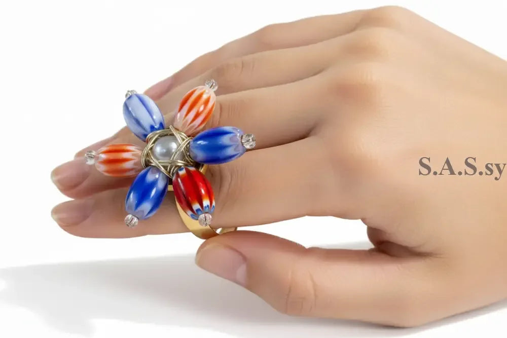 Colourful Flower Ring - Sassy by Sharmin Aziz
