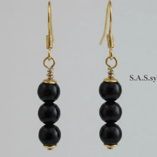 Black Onyx Gemstone DANGLE Earrings - Sassy by Sharmin Aziz