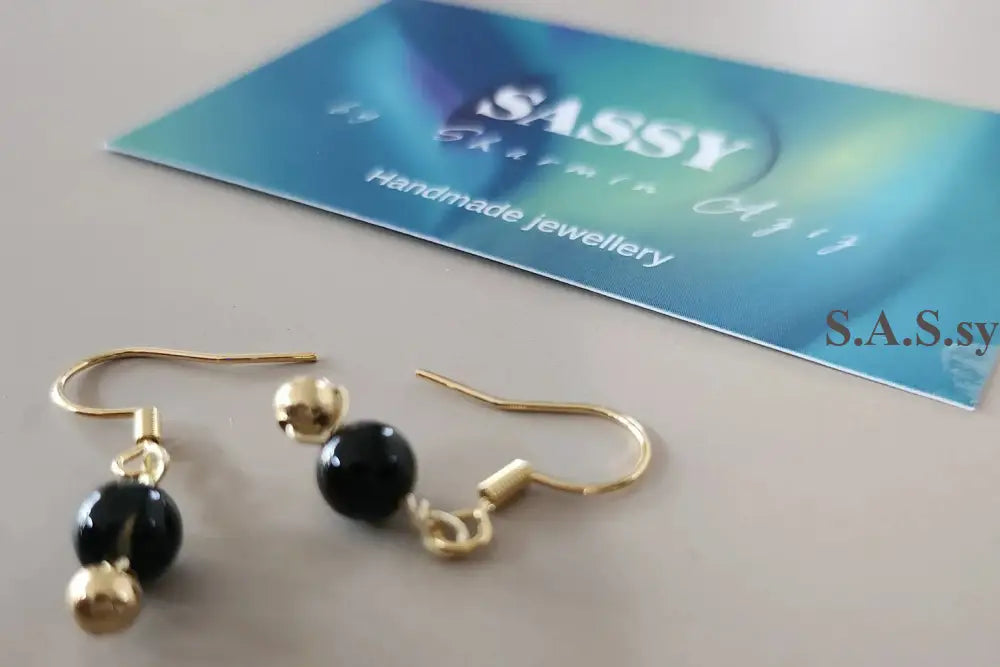 Black Onyx Gemstone DROP Earrings - Sassy by Sharmin Aziz