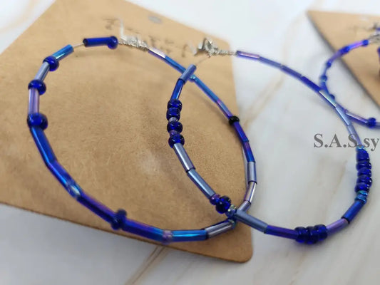 Blue Hoop Earrings E10 Blue Earrings