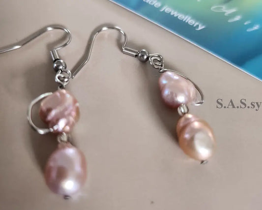 Blush Drop Freshwater Pearl Earrings Dots Earrings