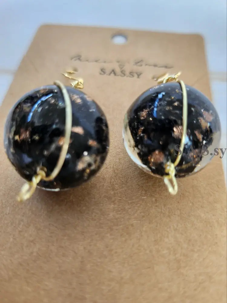 Bold Black Dangle Earrings E15 Gold Earrings