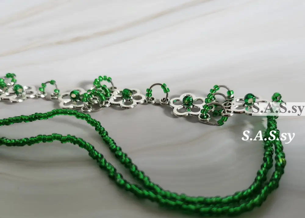 Green Floral Choker Necklace N05 Necklace