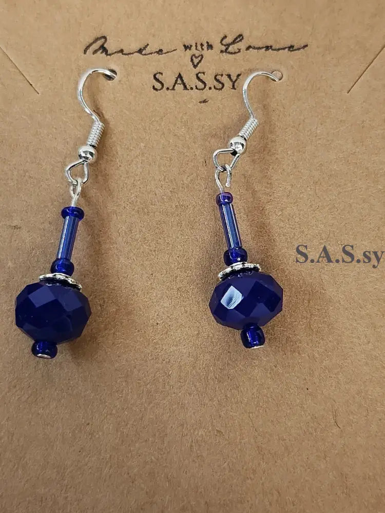 Navy Dangle Earrings - Sassy by Sharmin Aziz