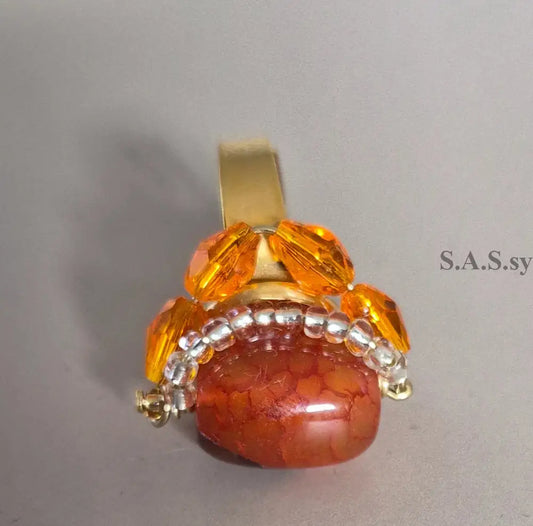 Orange Agate Cluster Ring - Sassy by Sharmin Aziz