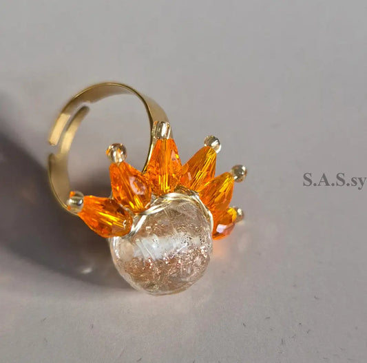 Orange Half Flower Ring - Sassy by Sharmin Aziz