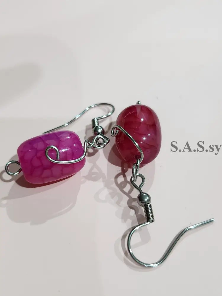 Warm Pink Agate Earrings Earrings
