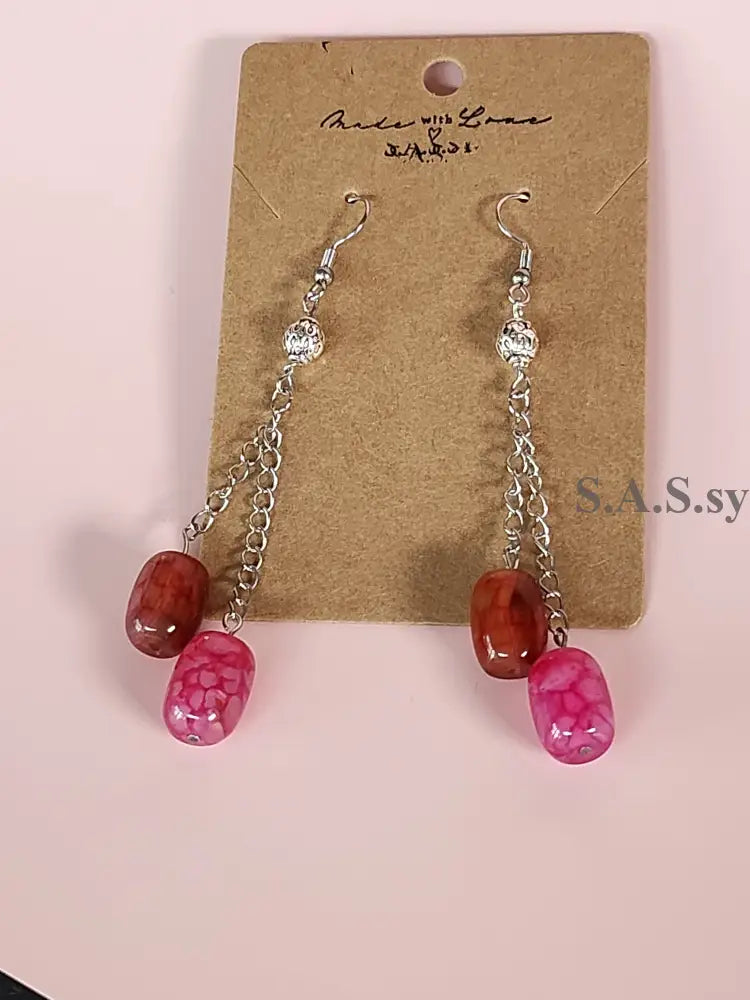 Warm Pink Agate Earrings Earrings
