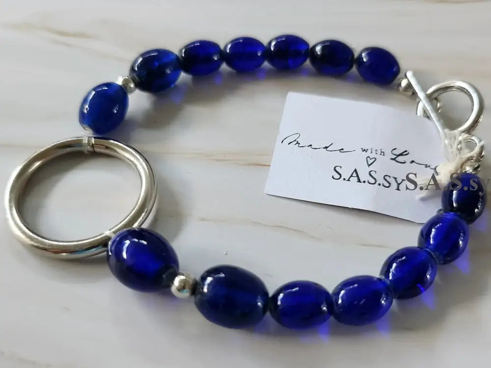 Blue Beaded Bracelet with silver accent - Sassy by Sharmin Aziz
