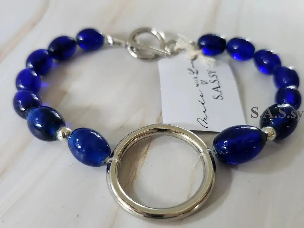 Blue Beaded Bracelet with silver accent - Sassy by Sharmin Aziz