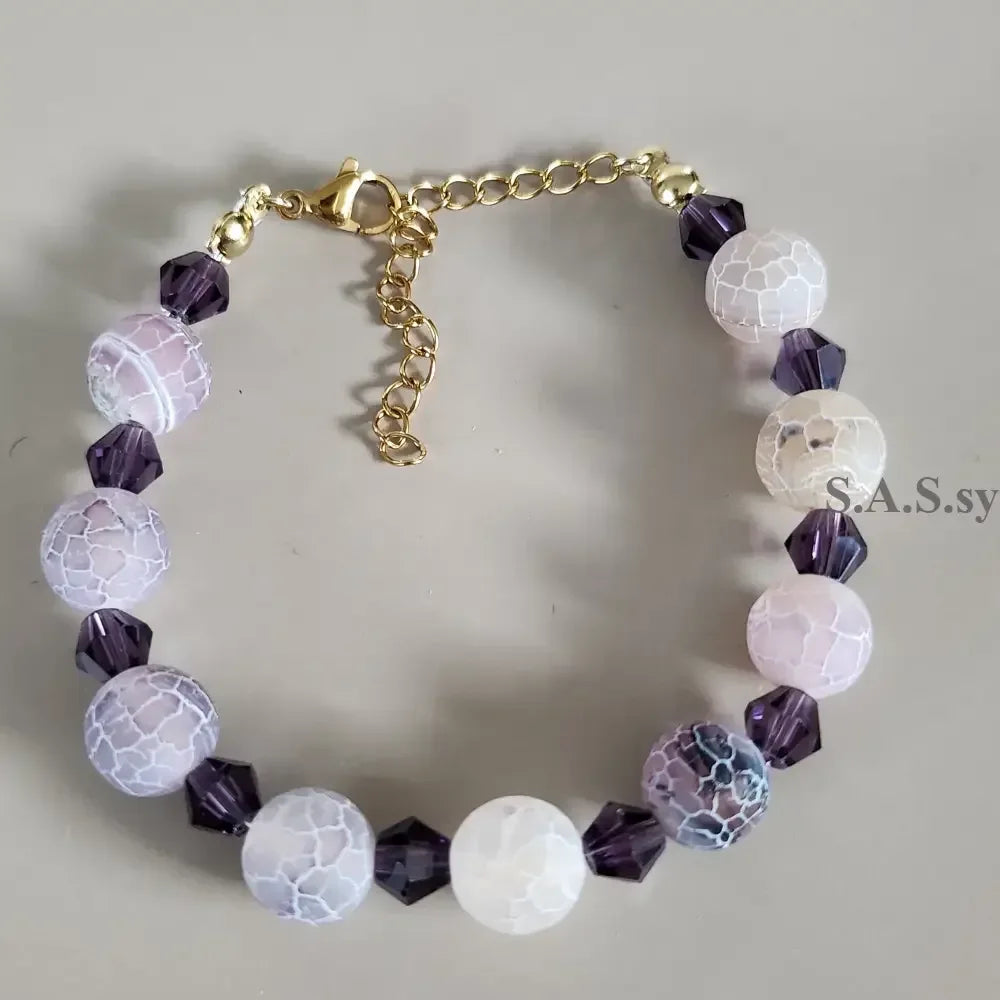 Purple Gemstone and crystal bead Bracelet - Sassy by Sharmin Aziz
