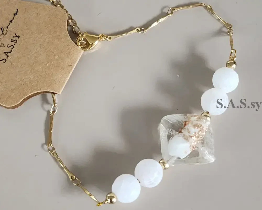 White agate gemstone Bracelet - Sassy by Sharmin Aziz