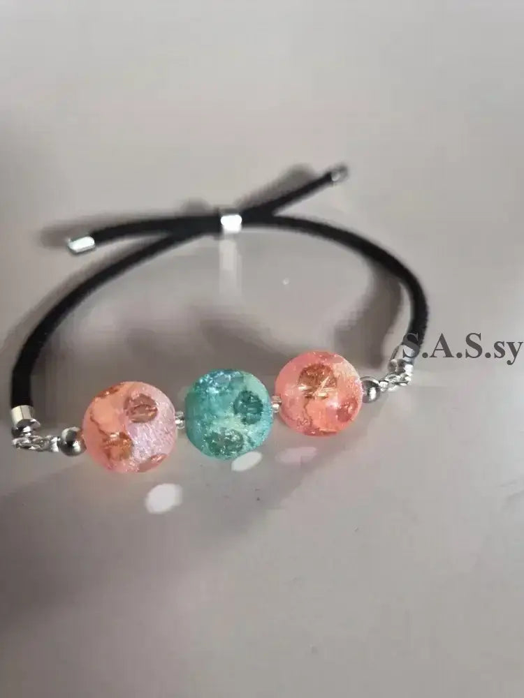 Three Dot Cord Bracelet - Handcrafted Glass Bead Bracelet - Sassy by Sharmin Aziz