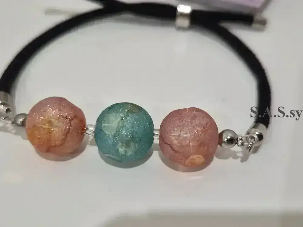 Three Dot Cord Bracelet - Handcrafted Glass Bead Bracelet - Sassy by Sharmin Aziz