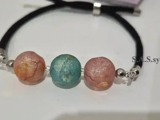 Three Dot Cord Bracelet - Handcrafted Glass Bead Bracelet - Sassy by Sharmin Aziz