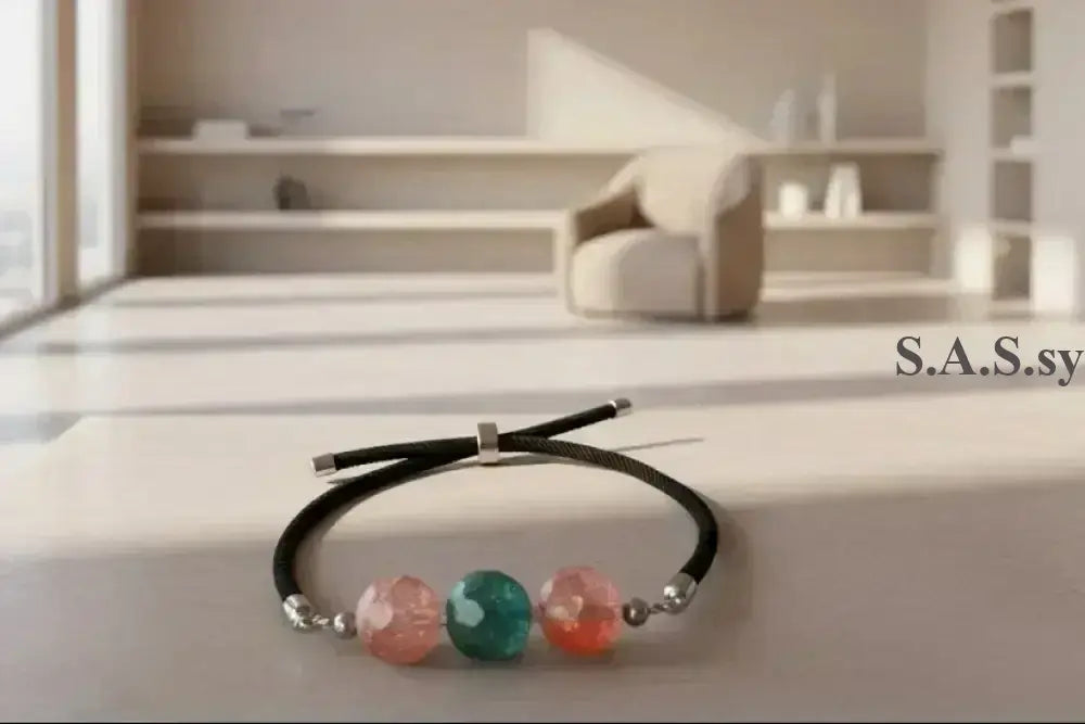 Three Dot Cord Bracelet - Handcrafted Glass Bead Bracelet - Sassy by Sharmin Aziz