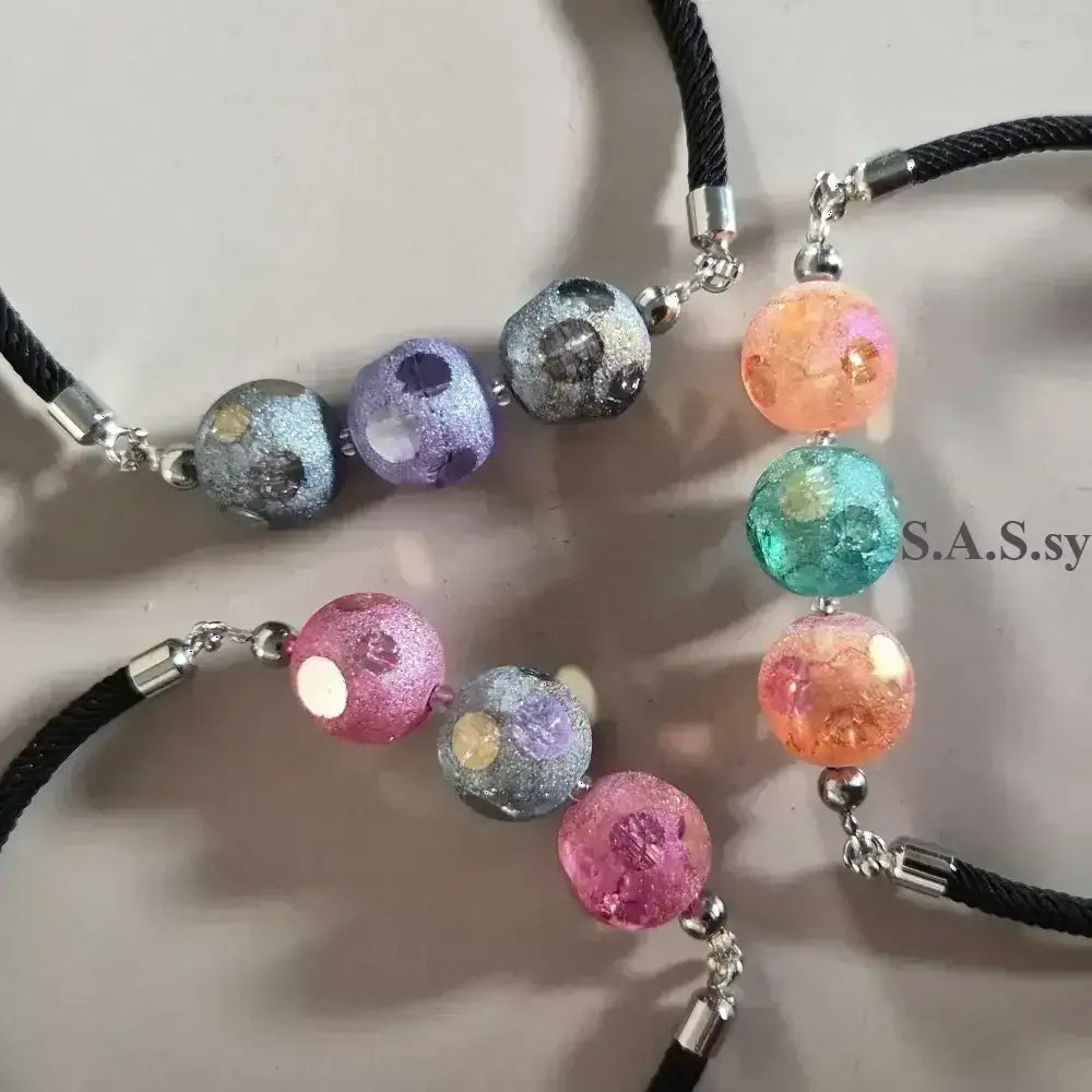 Three Dot Cord Bracelet - Handcrafted Glass Bead Bracelet - Sassy by Sharmin Aziz