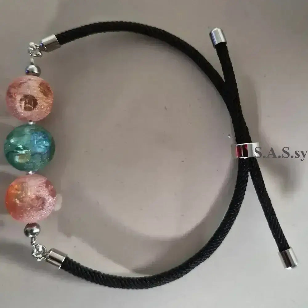 Three Dot Cord Bracelet - Handcrafted Glass Bead Bracelet - Sassy by Sharmin Aziz