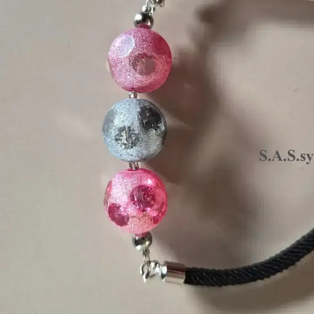 Three Dot Cord Bracelet - Handcrafted Glass Bead Bracelet - Sassy by Sharmin Aziz