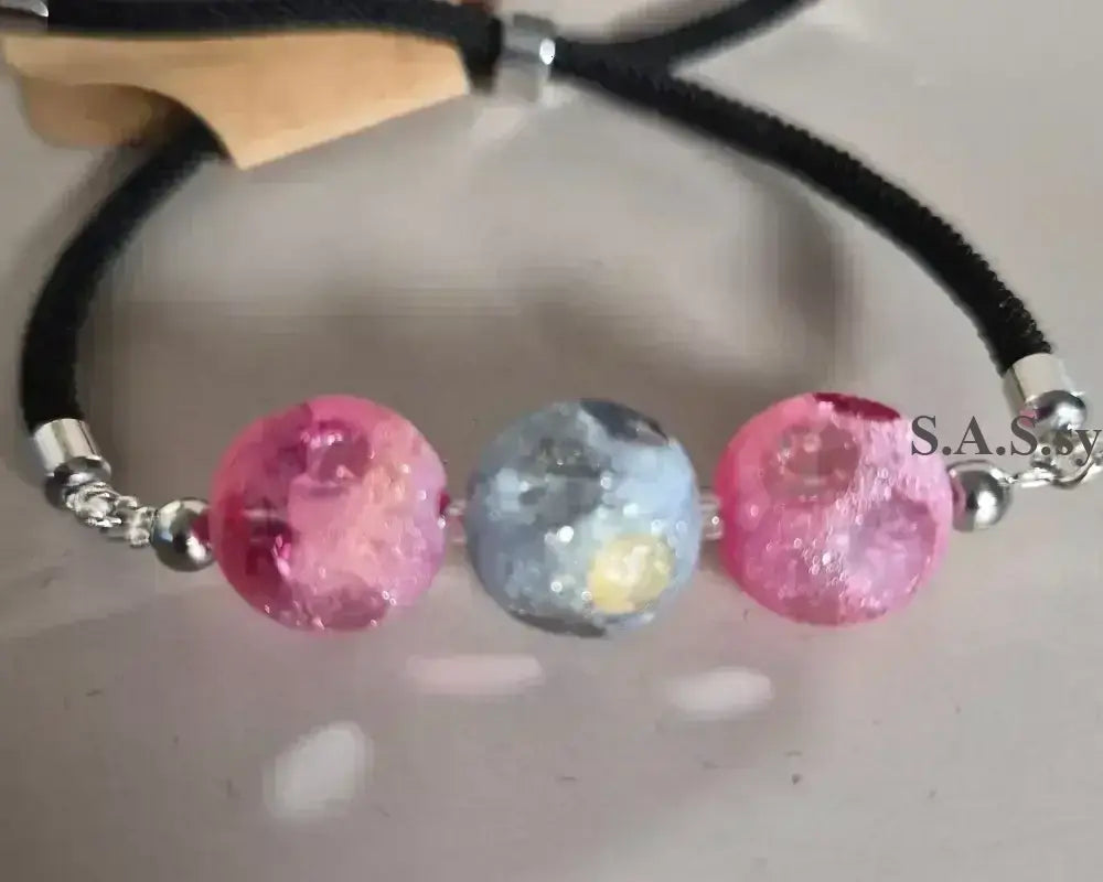 Three Dot Cord Bracelet - Handcrafted Glass Bead Bracelet - Sassy by Sharmin Aziz