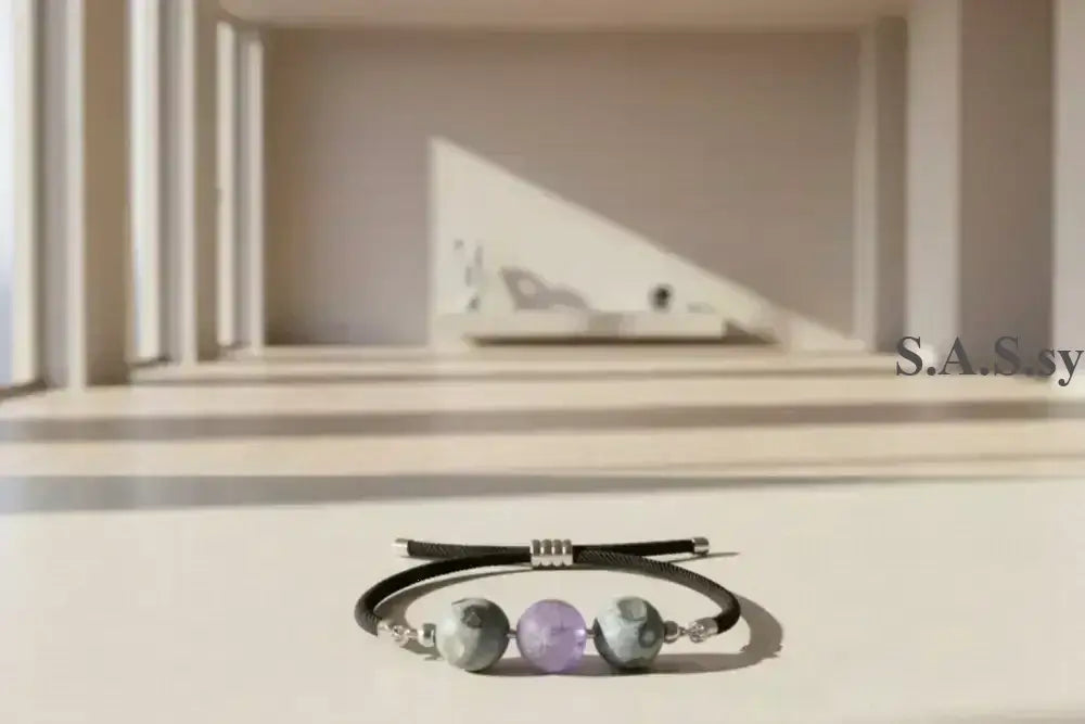 Three Dot Cord Bracelet - Handcrafted Glass Bead Bracelet - Sassy by Sharmin Aziz