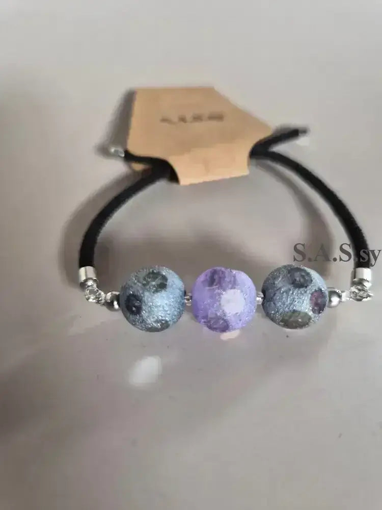 Three Dot Cord Bracelet - Handcrafted Glass Bead Bracelet - Sassy by Sharmin Aziz