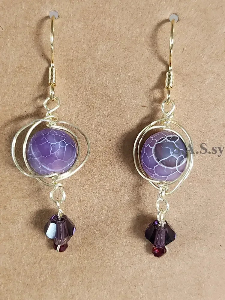 Purple Gemstone Wire Wrap Earrings - Sassy by Sharmin Aziz