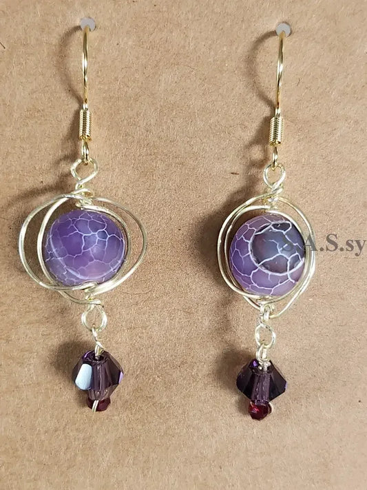 Purple Gemstone Wire Wrap Earrings - Sassy by Sharmin Aziz