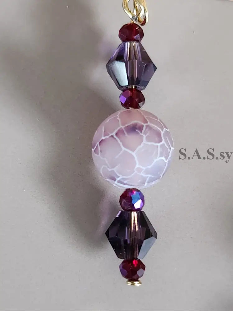 Purple Gemstone with Crystal Earrings - Sassy by Sharmin Aziz