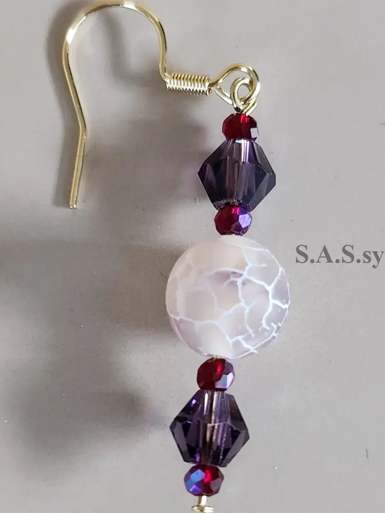 Purple Gemstone with Crystal Earrings - Sassy by Sharmin Aziz