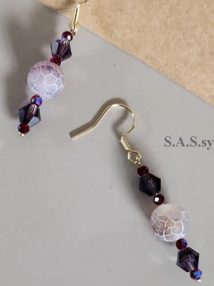 Purple Gemstone with Crystal Earrings - Sassy by Sharmin Aziz