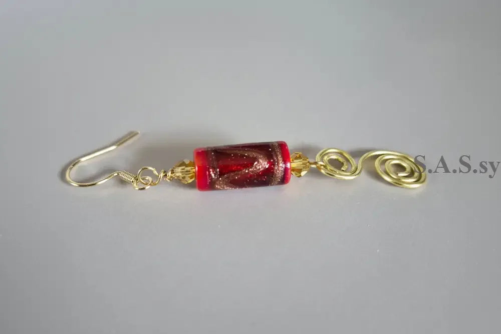 Red Swirly Earrings - Sassy by Sharmin Aziz
