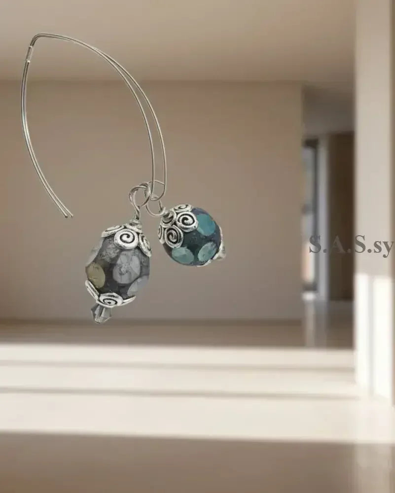 Black Dot Hoop Earrings - Handcrafted Glass Bead Statement Hoops - Sassy by Sharmin Aziz