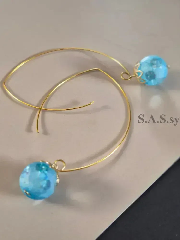 Dot Hoop Earrings - Handcrafted Glass Bead Statement Hoops - Sassy by Sharmin Aziz