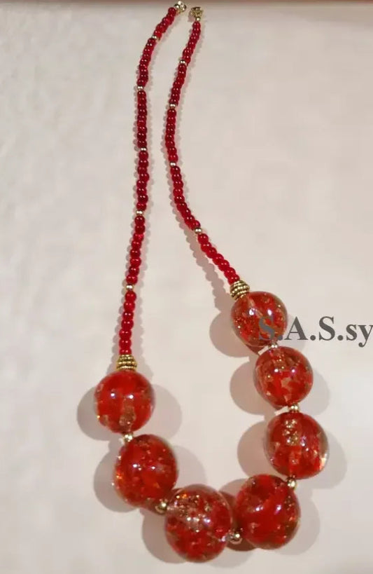 Red Statement Necklace - Sassy by Sharmin Aziz