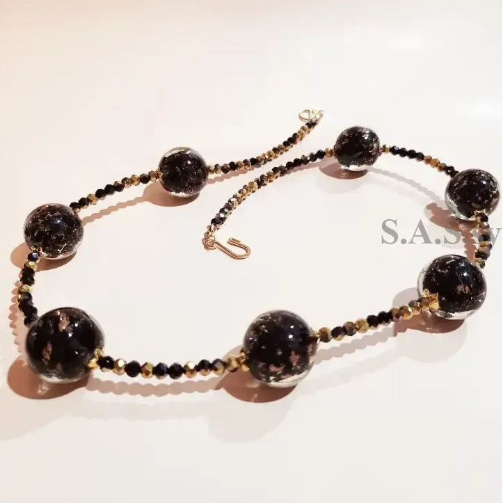 Black and Gold Necklace - Sassy by Sharmin Aziz