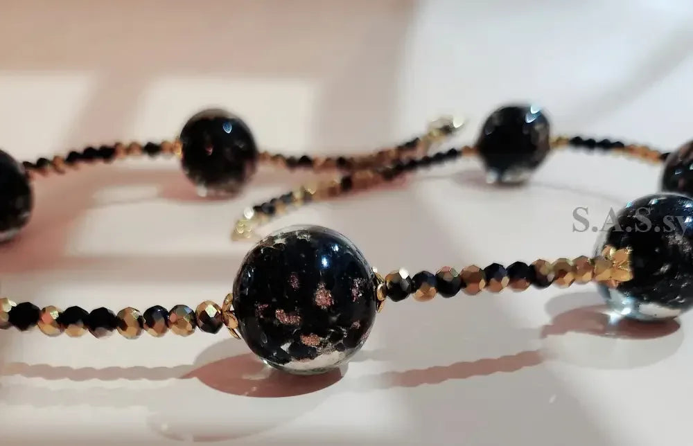 Black and Gold Necklace - Sassy by Sharmin Aziz
