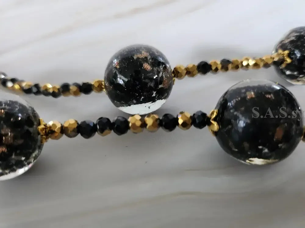 Black and Gold Necklace - Sassy by Sharmin Aziz