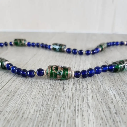 Green and Blue Strand Necklace - Sassy by Sharmin Aziz