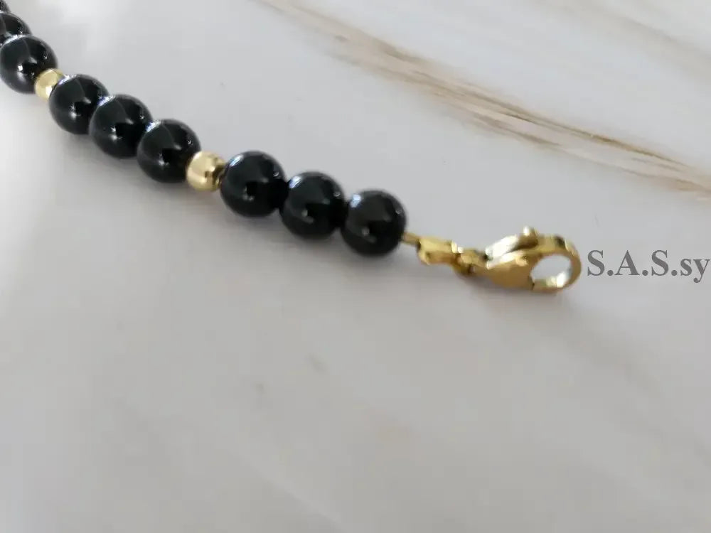 Close up Black Onyx Gemstone Necklace - Sassy by Sharmin Aziz