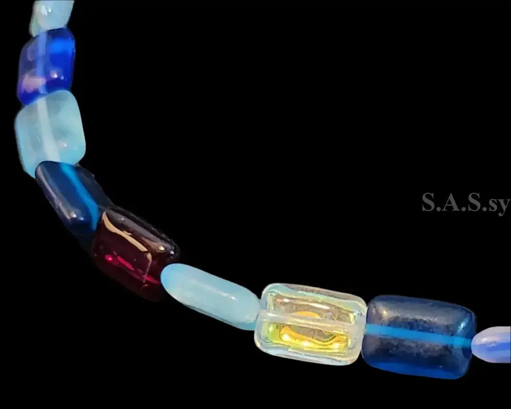 Multi coloured rectangle Czech glass bead-strand-necklacee - Sassy by Sharmin Aziz