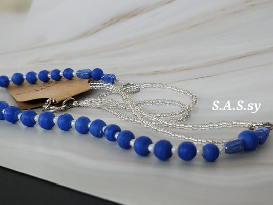 Sky Blue Opaque Beaded Necklace - Sassy by Sharmin Aziz