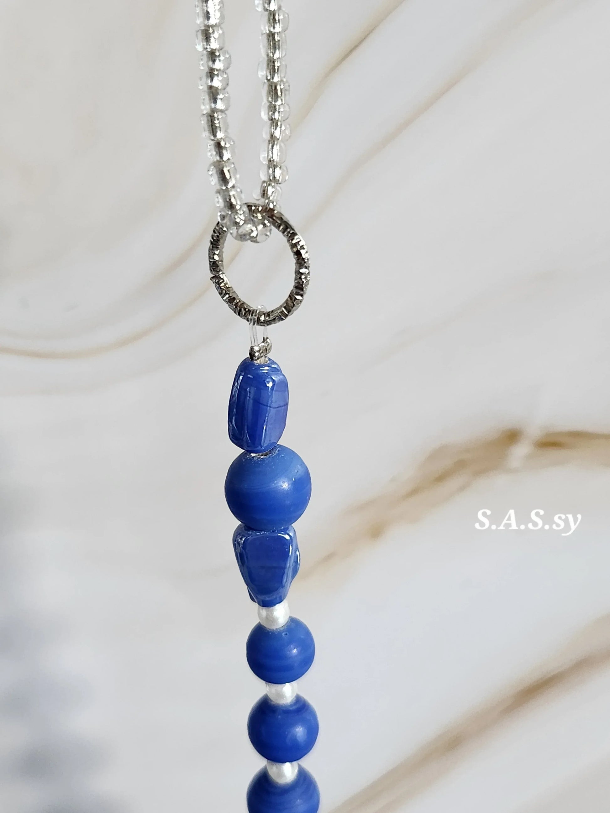 Sky Blue Opaque Beaded Necklace - Sassy by Sharmin Aziz