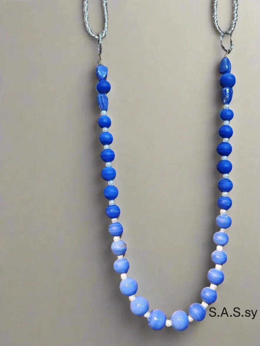 Sky Blue Opaque Beaded Necklace - Sassy by Sharmin Aziz